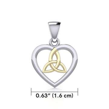 Celtic Trinity Heart Silver and 14K Gold Accent Pendant MPD3562 - Jewelry